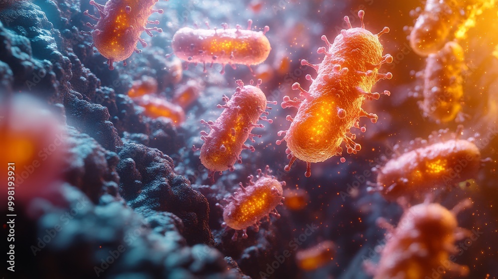 A great battle of bacteria and immunity in the stomach. Generative AI A great battle of bacteria and immunity in the stomach. Generative AI
