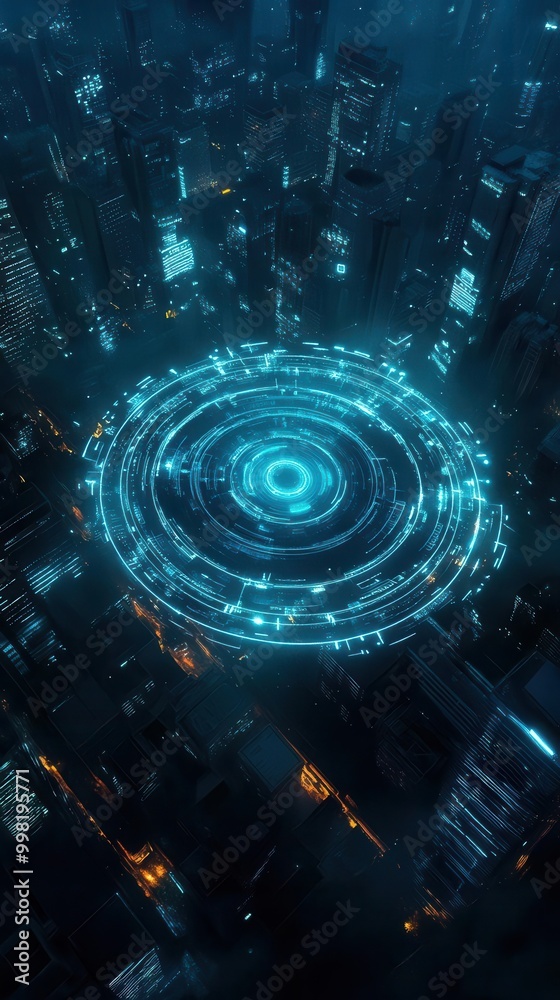 Fototapeta premium Futuristic Cybernetic Enhancements Space Colonization Time Travel Birds Eye View