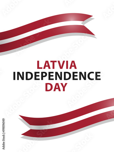 Free Download Latvia Independence Day, vector design for greeting card, poster or banner. Text Latvia Independence Day and Latvian flags as ribbons on white background. - GFXLoad