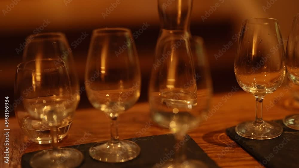 Empty Whiskey Glasses at Glengoyne Distillery