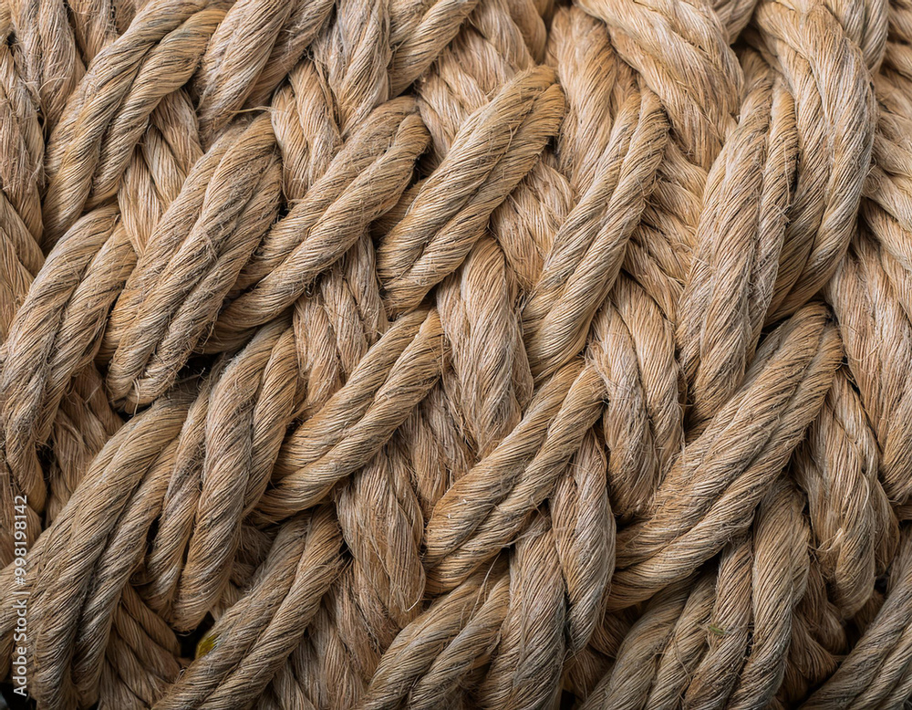 Close-Up of Hemp Rope with Natural Texture and Twisted Fiber Close-Up of Hemp Rope with Natural Texture and Twisted Fiber