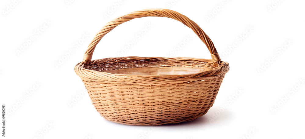 a wicker basket with a handle
a wicker basket with a handle