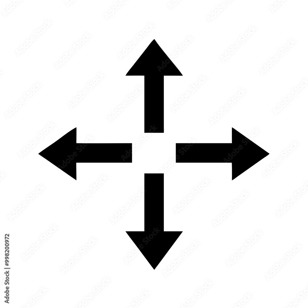 Direction arrows icon in bold black design on white background Direction arrows icon in bold black design on white background