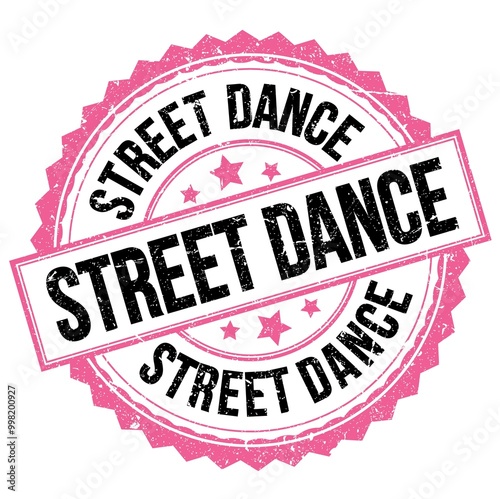 STREET DANCE text on pink-black round stamp sign