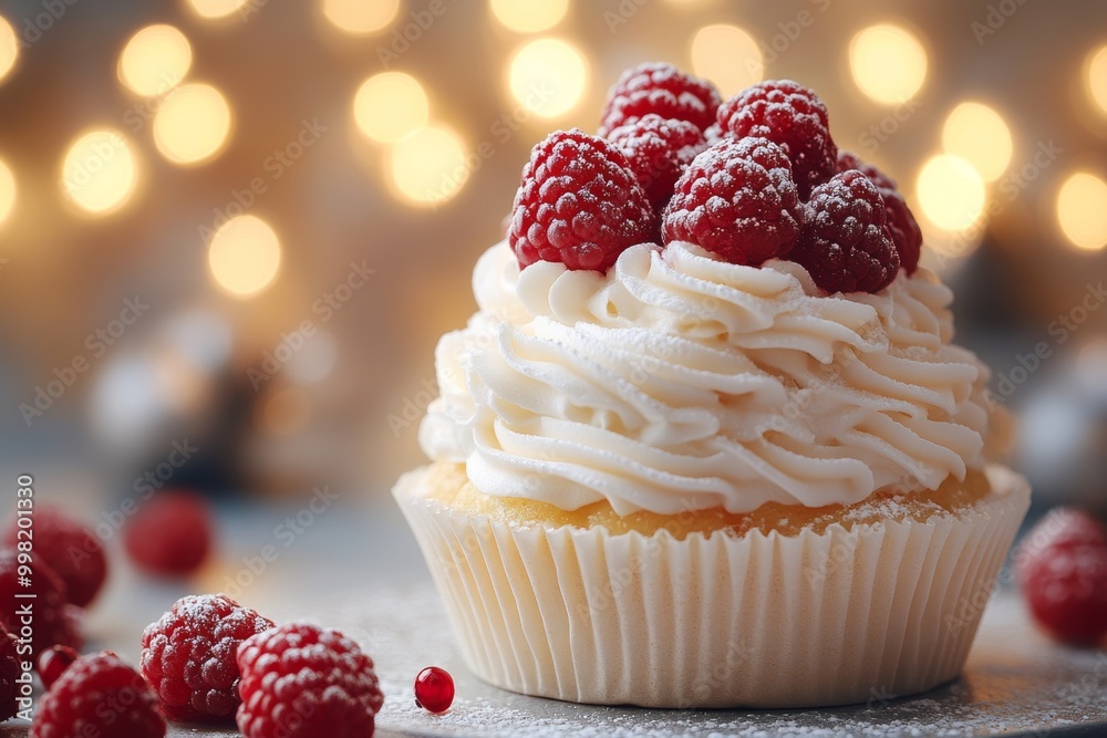 Cupcacke with cream and berries Cupcacke with cream and berries