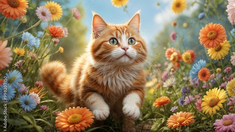 cat and flowers cat and flowers