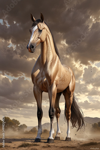 illustration style of Akhal Teke