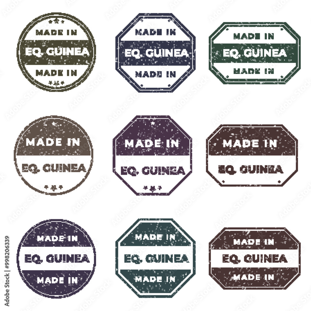 Fototapeta premium Set of Made In EQUATORIAL GUINEA Labels Ready to use for Product Emblem