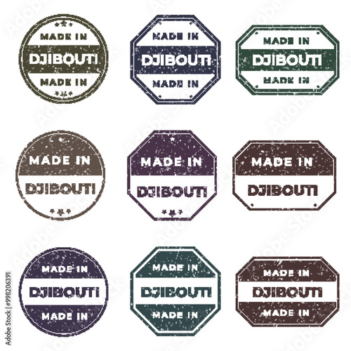 Set of Made In DJIBOUTI Labels Ready to use for Product Emblem