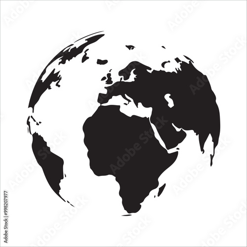 Earth map in modern style world map. Vector line illustration