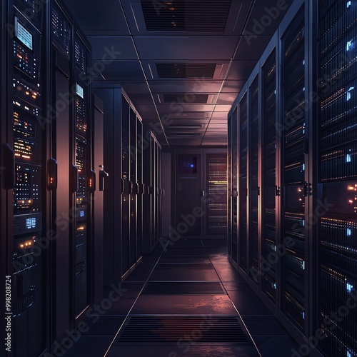 Gdpr general data protection regulation compliance. server room background. photo