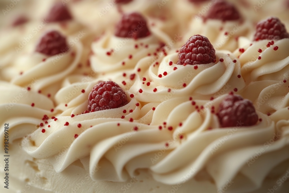 Macro shot of cream with berryes. Macro shot of cream with berryes.