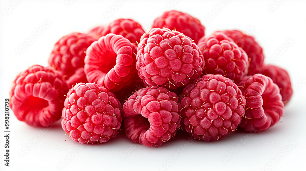 Close-up of bright red raspberries with detailed texture Close-up of bright red raspberries with detailed texture