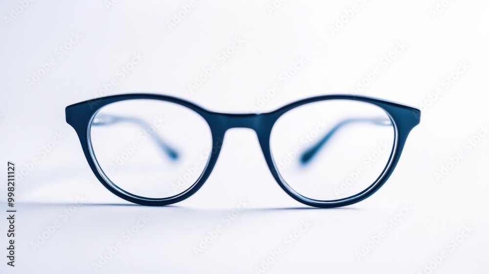 A pair of reading glasses with a black frame, isolated on a white background A pair of reading glasses with a black frame, isolated on a white background