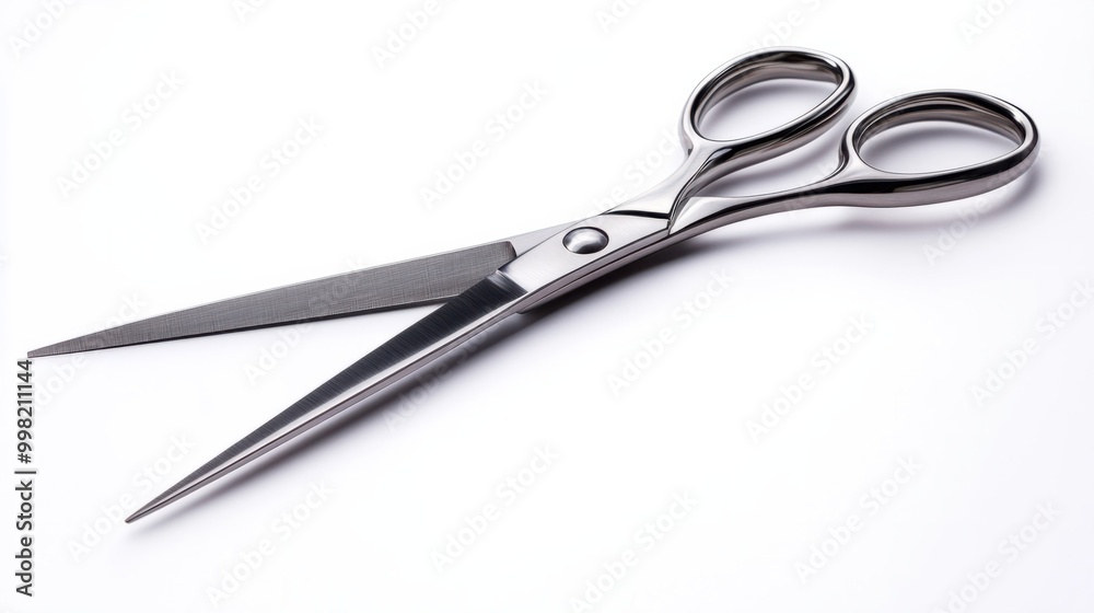 A pair of stylish scissors with ergonomic handles, isolated on a white background A pair of stylish scissors with ergonomic handles, isolated on a white background