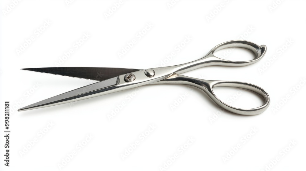 A pair of stylish scissors with ergonomic handles, isolated on a white background A pair of stylish scissors with ergonomic handles, isolated on a white background