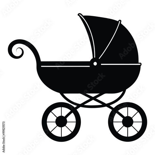 Baby Carriage Silhouette Vector Illustration