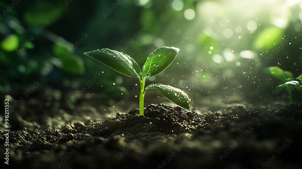 Young plant growing in fertile soil Young plant growing in fertile soil