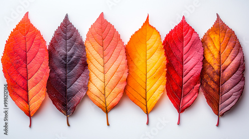 Vibrant autumn leaves in a gradient of colors: red, orange, and yellow