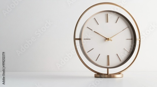 Wallpaper Mural A stylish office desk clock with a metal frame, isolated on a white background Torontodigital.ca