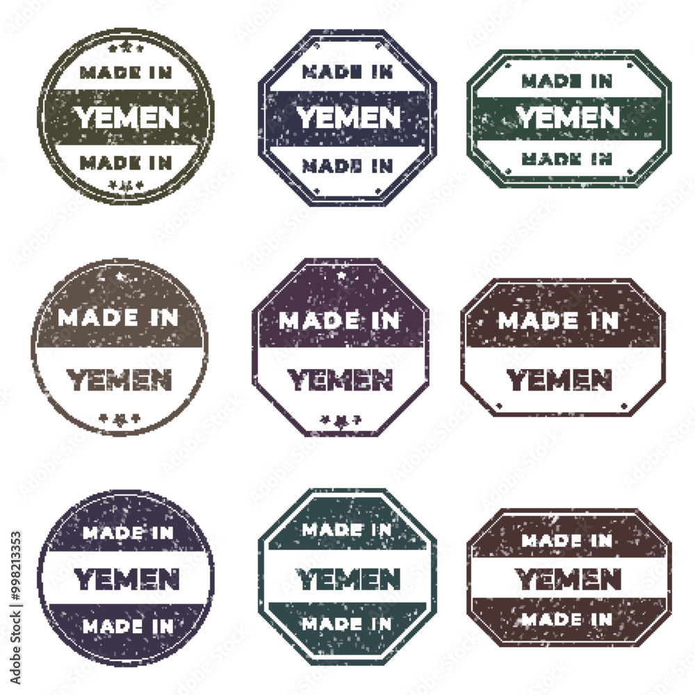 Fototapeta premium Set of Made In YEMEN Labels Ready to use for Product Emblem