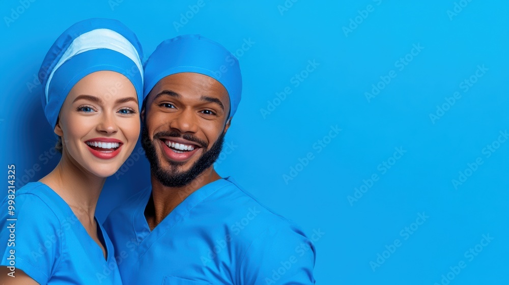 A couple of two people in scrubs standing next to each other, AI A couple of two people in scrubs standing next to each other, AI