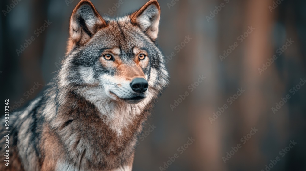 A close up of a wolf looking into the distance, AI A close up of a wolf looking into the distance, AI