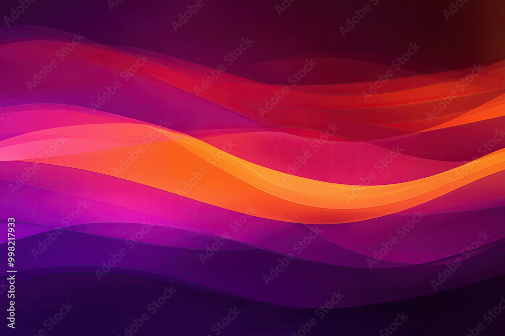 Naklejka premium Abstract vibrant waves in shades of purple and orange A colorful abstract design featuring vibrant waves in deep purple and bright orange tones, creating a bold and dynamic visual effect.