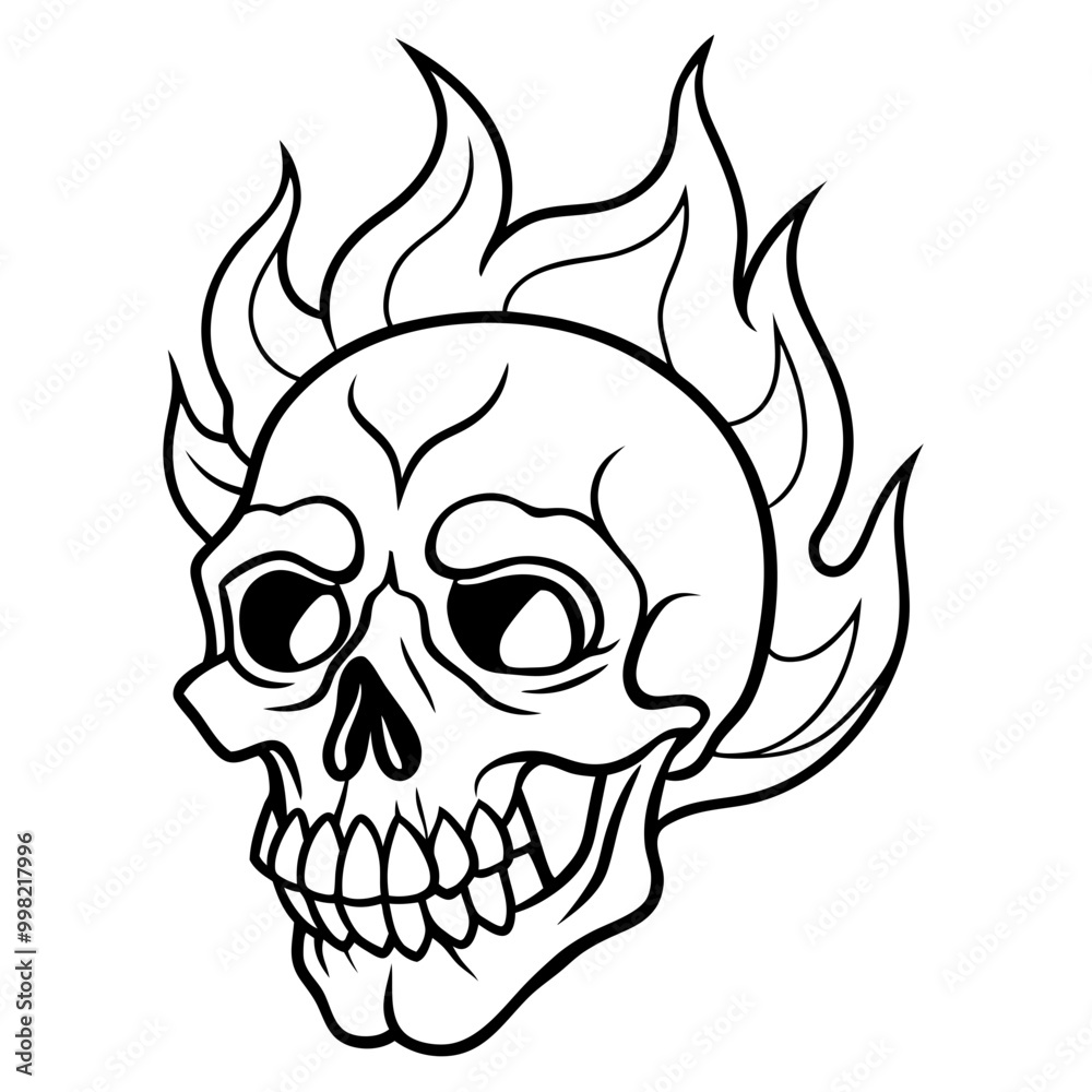 Obraz premium flaming skull head drawing