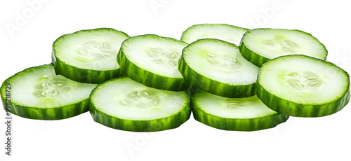 Slices of cucumber isolated on a transparent background photo