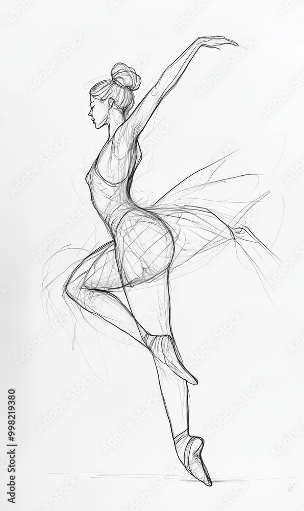 Elegant line drawing of ballerina dancing gracefully Elegant line drawing of ballerina dancing gracefully