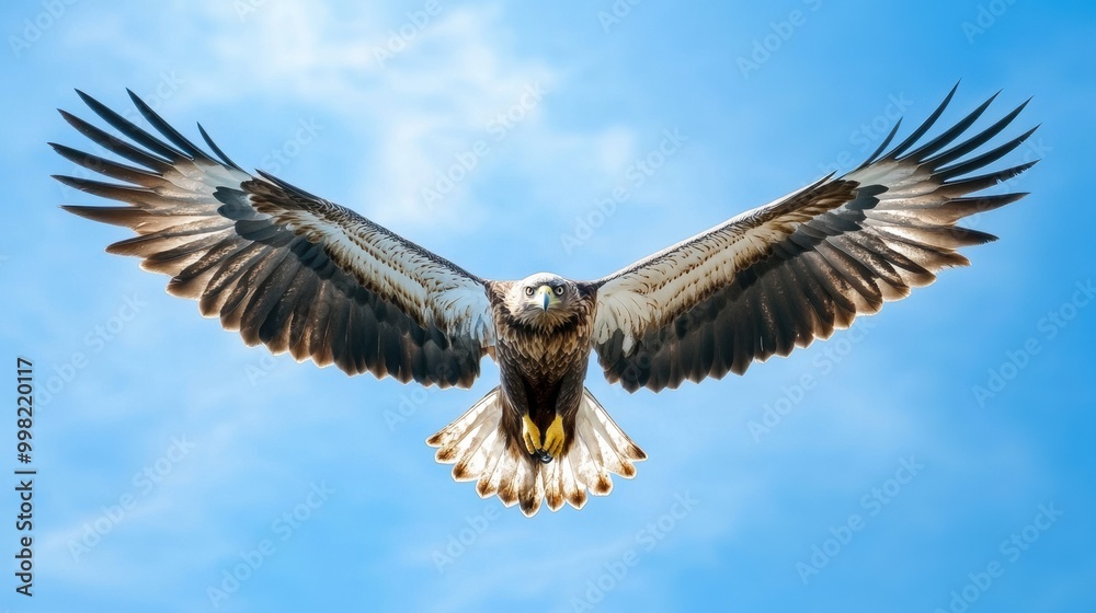 Fototapeta premium Majestic Eagle in Flight against Blue Sky