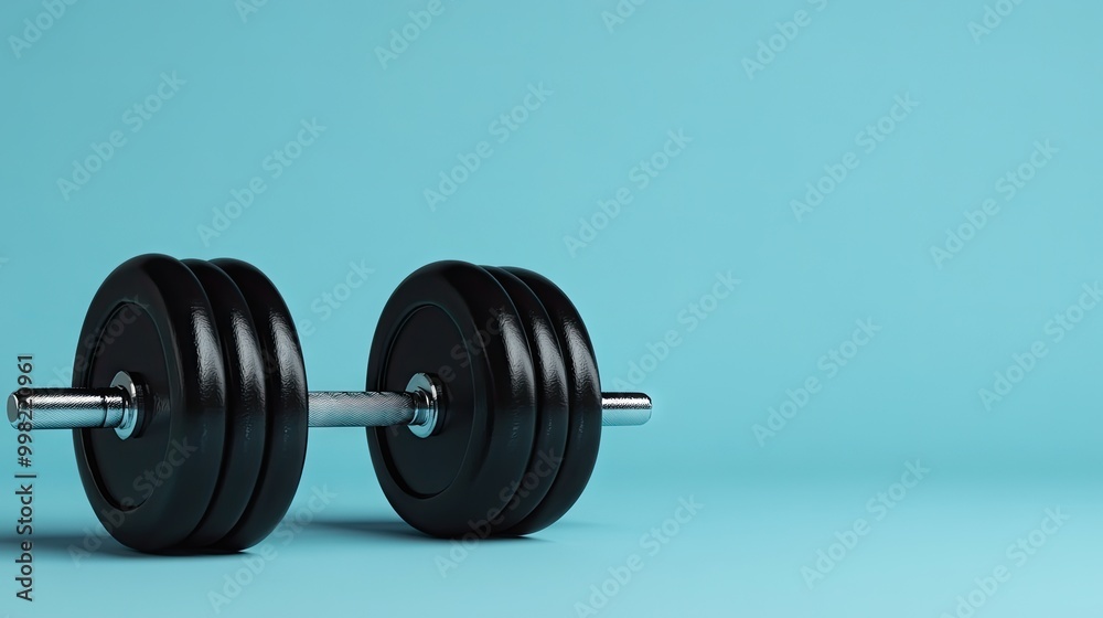 A set of dumbbells isolated on a one-color background, ideal for fitness designs with space for text. A set of dumbbells isolated on a one-color background, ideal for fitness designs with space for text.