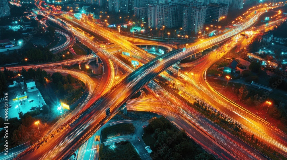 Nighttime Freeway Interchange Nighttime Freeway Interchange