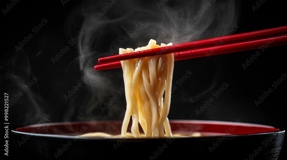 A bowl of noodles with chopsticks in it A bowl of noodles with chopsticks in it