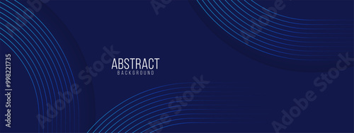 Abstract blue and dark blue background with curved lines for modern design projects.