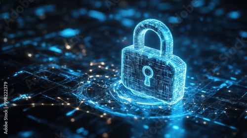 Wallpaper Mural Defend customer data with a padlock hologram in the background Torontodigital.ca