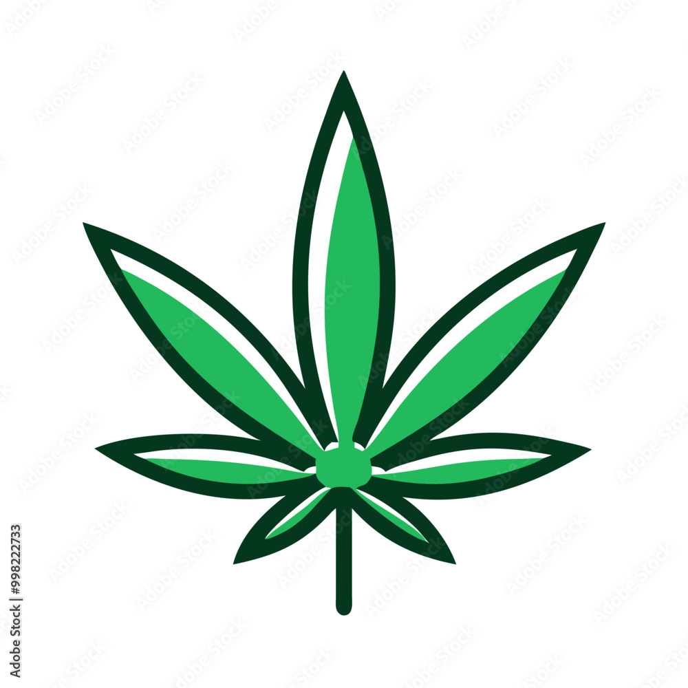 Cannabis leaf icon in vibrant green color on white background with copy space
Cannabis leaf icon in vibrant green color on white background with copy space