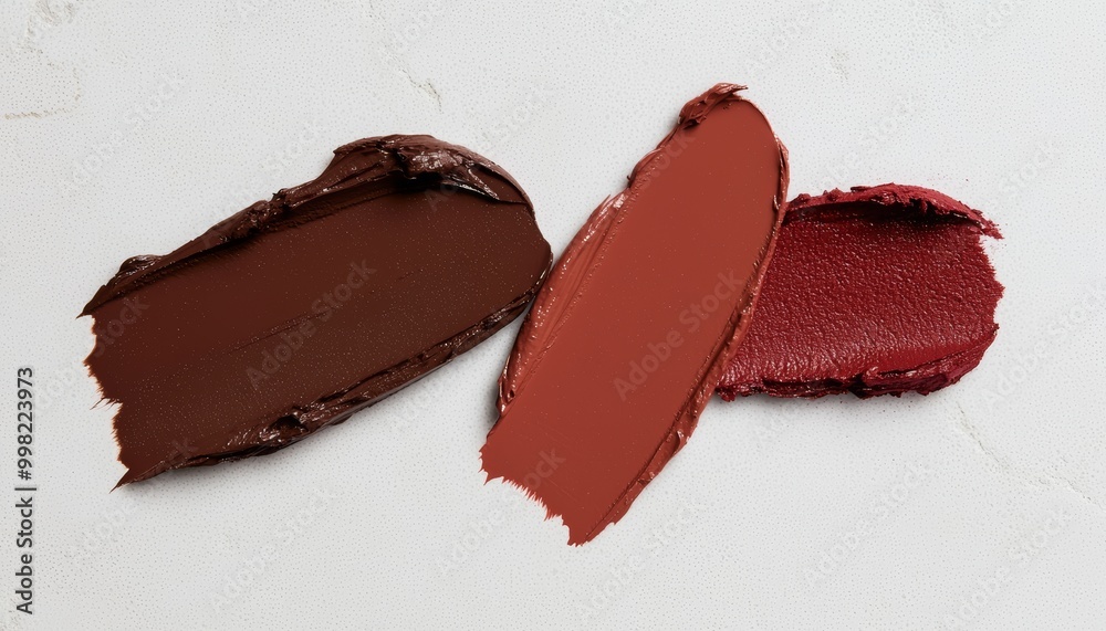 A set of neutral brown foundation swatches with a pop of power berry blush, creating a smooth blend of warm and bold tones. A set of neutral brown foundation swatches with a pop of power berry blush, creating a smooth blend of warm and bold tones.