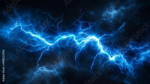 A blue sky with lightning bolts