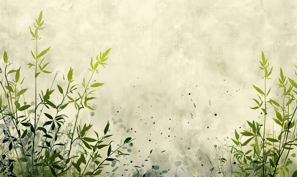 Nature-inspired illustration of greenery and foliage on a light background. Nature-inspired illustration of greenery and foliage on a light background.