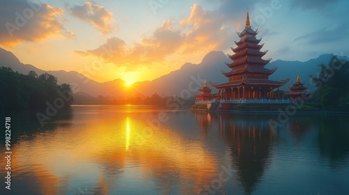 sunset at the temple