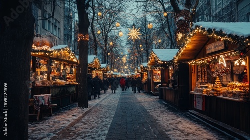 Snowy Christmas Market Street