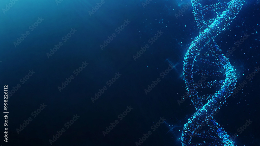 DNA spiral structure against a dark background, emphasizing genetics and science DNA spiral structure against a dark background, emphasizing genetics and science