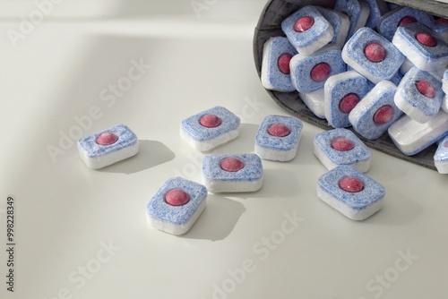 Washing capsules on a white background. photo