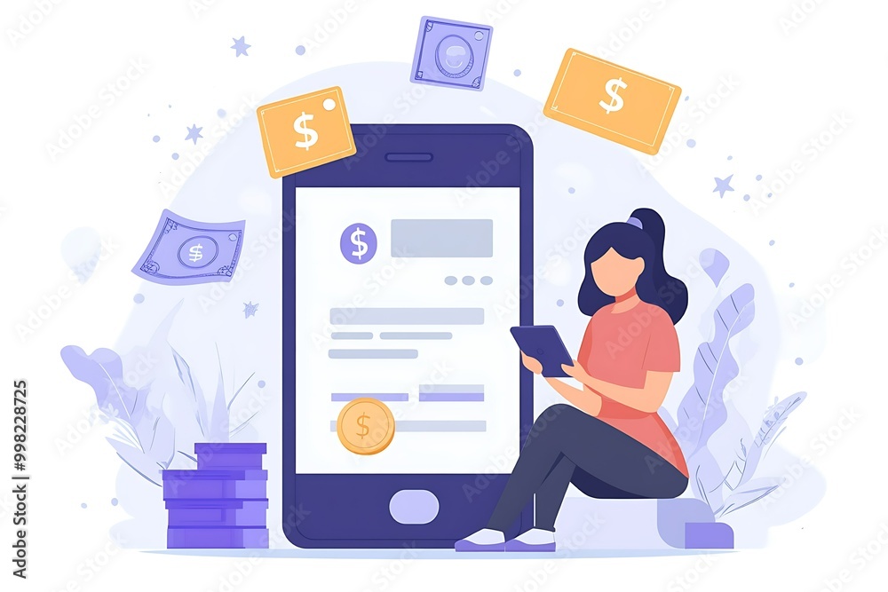 Woman using a smartphone for financial transactions.