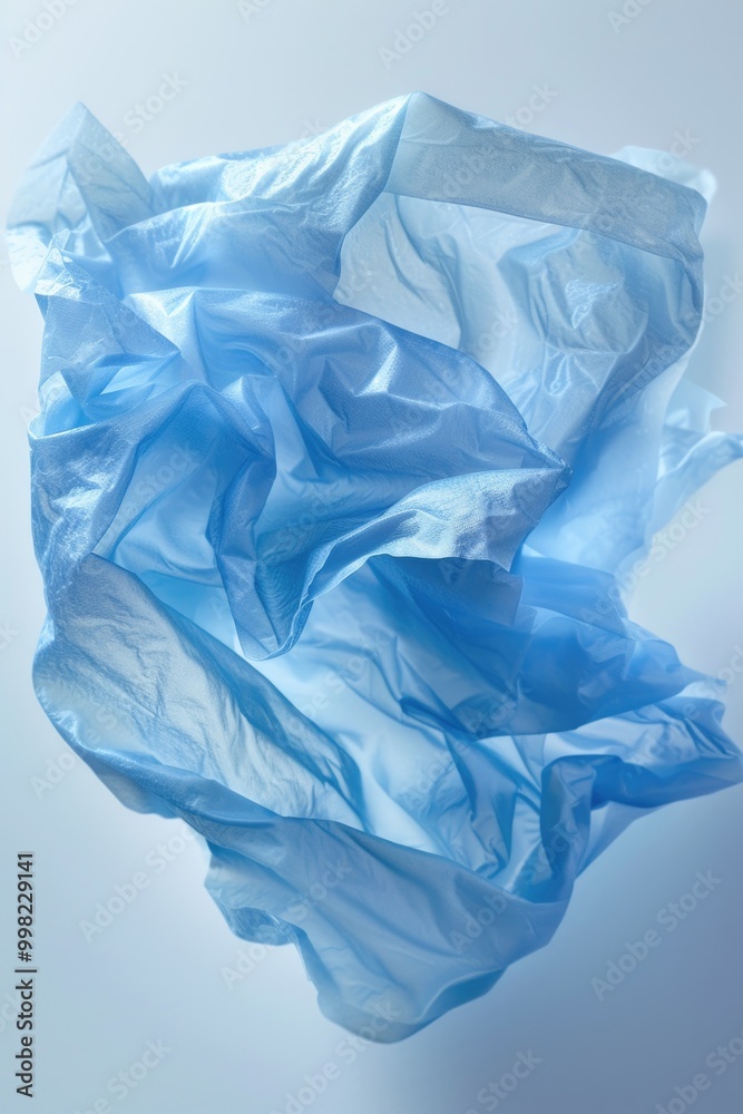 A close-up shot of a blue plastic bag with details on the texture and color A close-up shot of a blue plastic bag with details on the texture and color