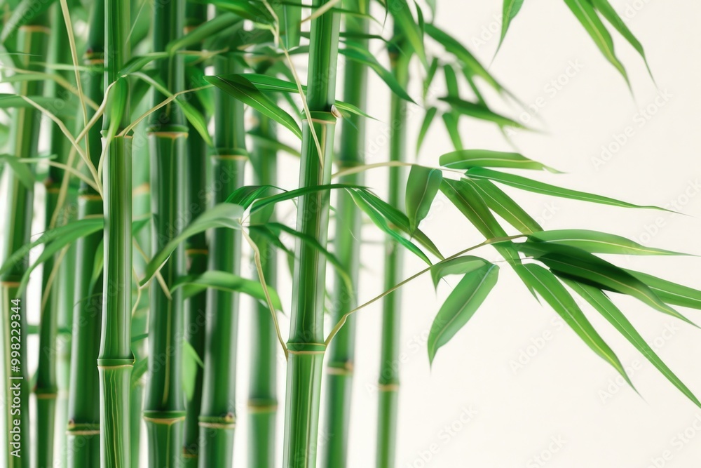 Obraz premium Bamboo plant with lush green leaves, perfect for nature or botanical themed photoshoots