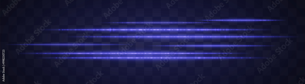 Horizontal blue light effect isolated on transparent background. Graphical patch of reflected light. Neon stripes. Bright glowing lines. Lens flare. Abstract rays. Vector illustration Horizontal blue light effect isolated on transparent background. Graphical patch of reflected light. Neon stripes. Bright glowing lines. Lens flare. Abstract rays. Vector illustration