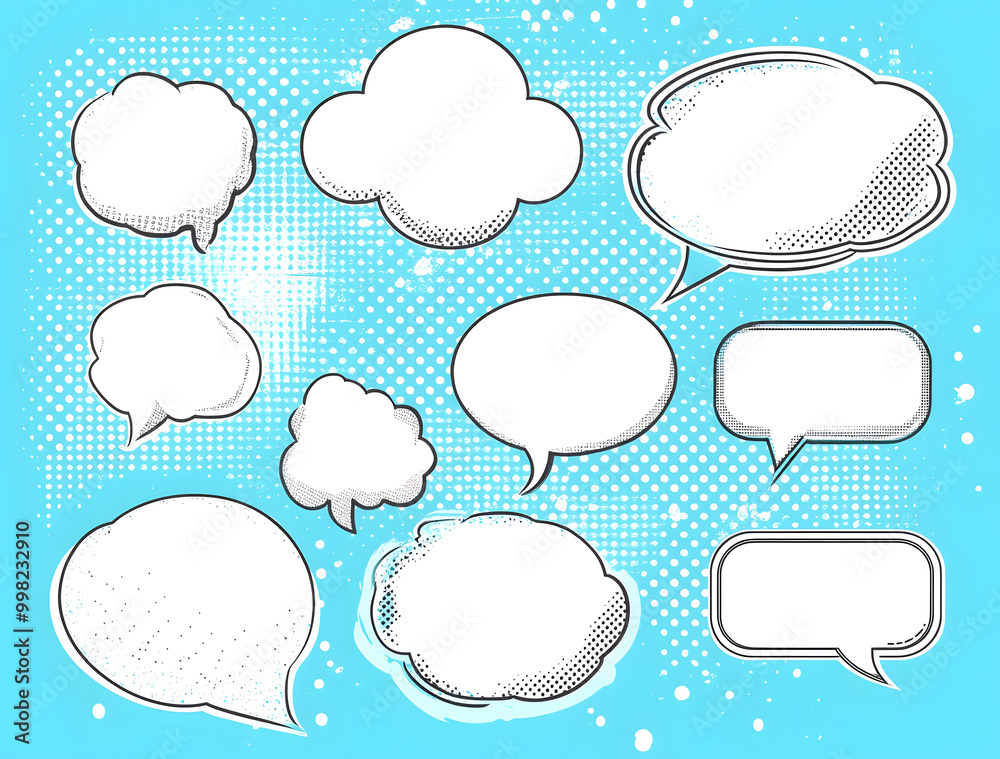 Comic Speech Bubbles on Light Blue Background design Comic Speech Bubbles on Light Blue Background design